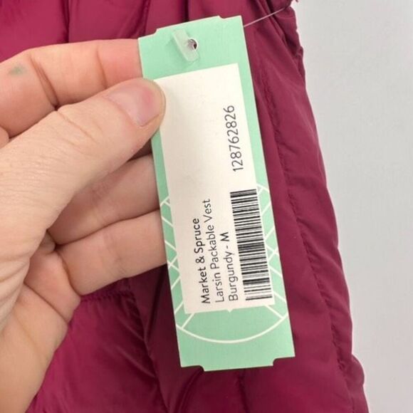 NWT Market & Spruce Womens Down Quilted Full Zip Packable Vest Burgundy Medium - Picture 4 of 12